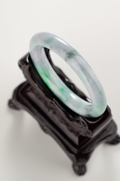 #0304 Sun Green Lavender Yellow Jade Bangle Size 51.8 (fits up to 53.5)