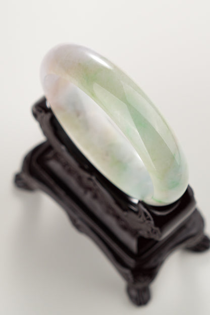 #0302 Sun Green Lavender Yellow Jade Bangle Size 59.4