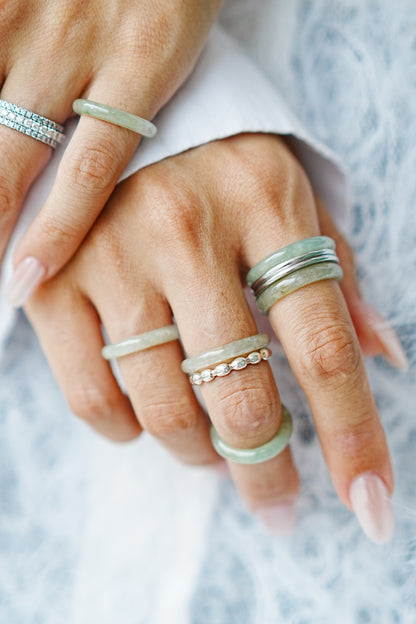 Highly Icy Jadeite Jade Slim Band Ring