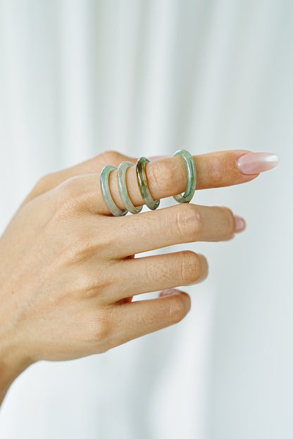 Highly Icy Jadeite Jade Slim Band Ring
