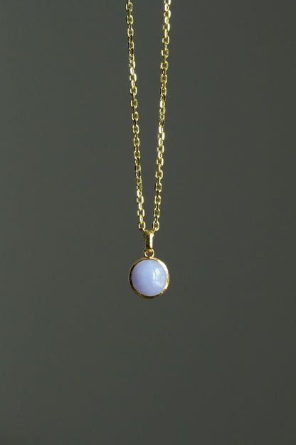 #0431 Lavender Jadeite Jade Cabochon 18K Yellow Gold Pendant
