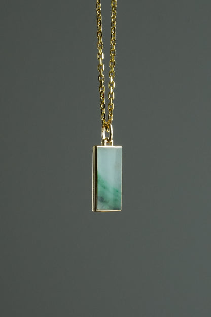 #0450 "Wu Shi" Icy Vivid Green Jadeite Jade 18K Yellow Gold Pendant