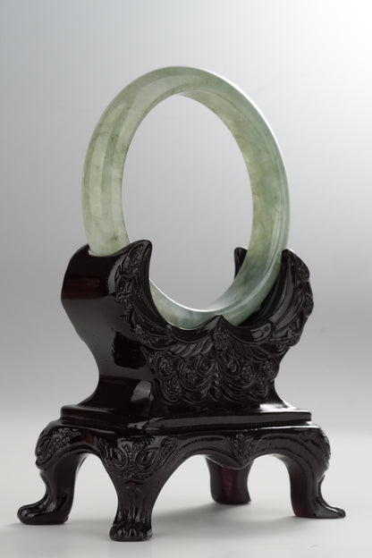 #0328 Icy Light Olive Green Jade Bangle Size 58.8