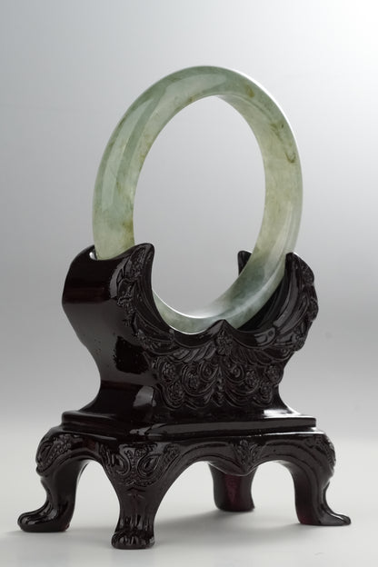 #0328 Icy Light Olive Green Jade Bangle Size 58.8