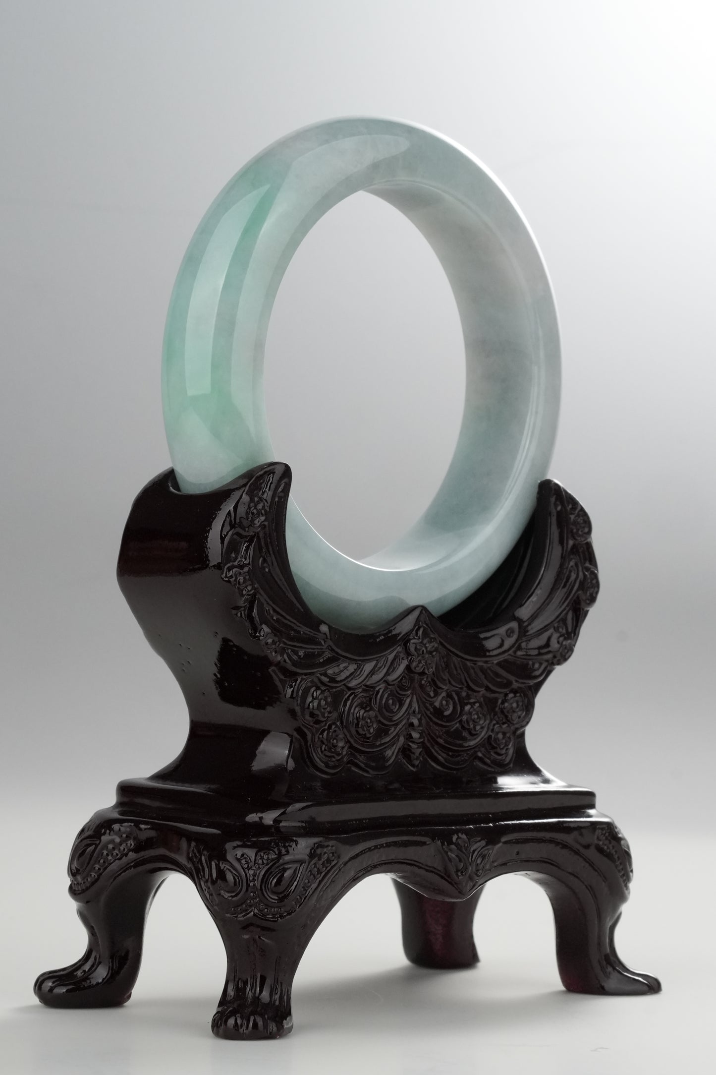 #0327 Lotus Green Jade Bangle Size 54