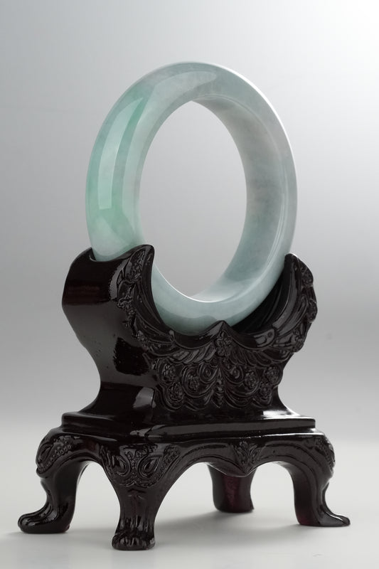 #0327 Lotus Green Jade Bangle Size 54