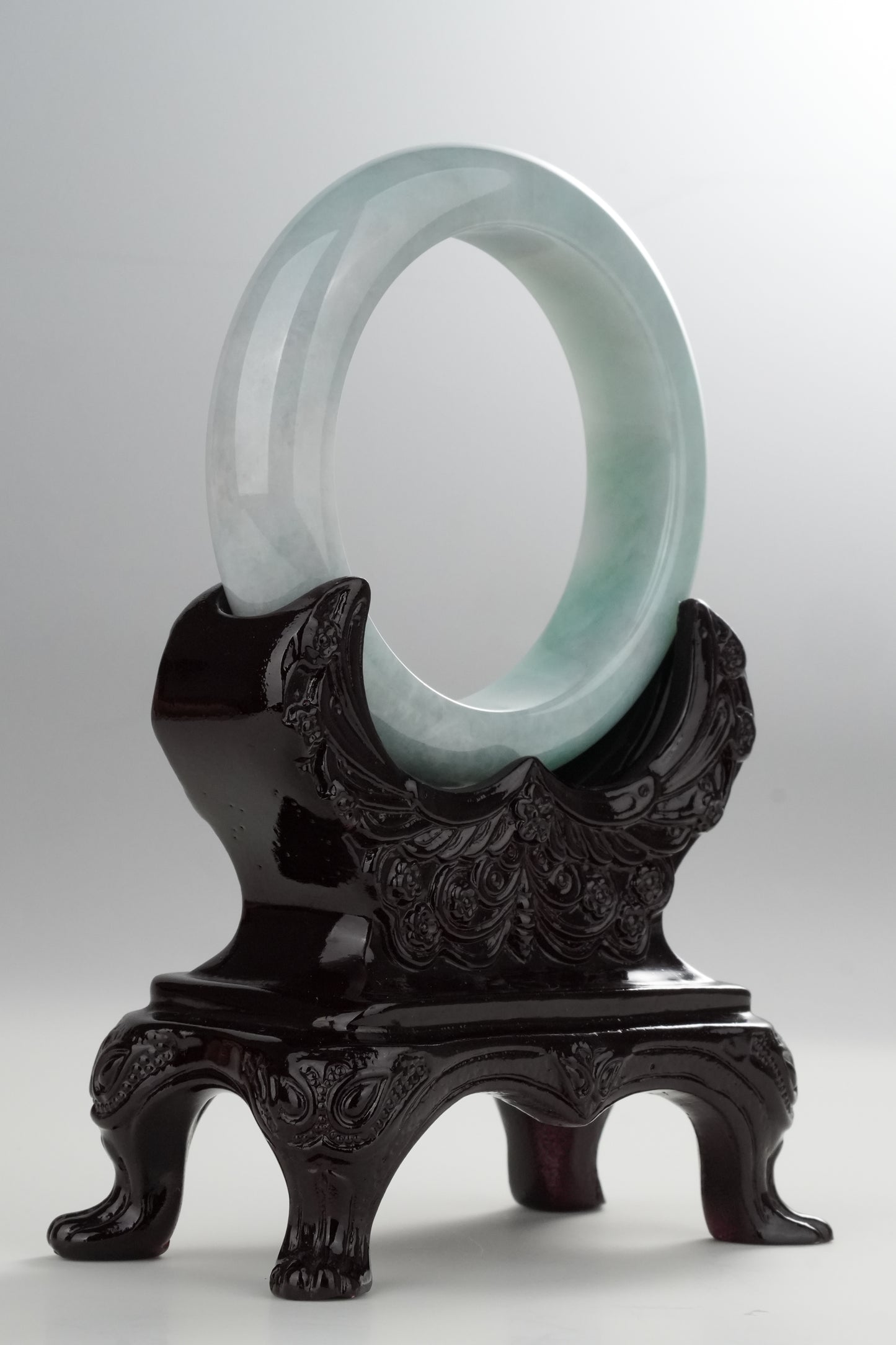 #0327 Lotus Green Jade Bangle Size 54
