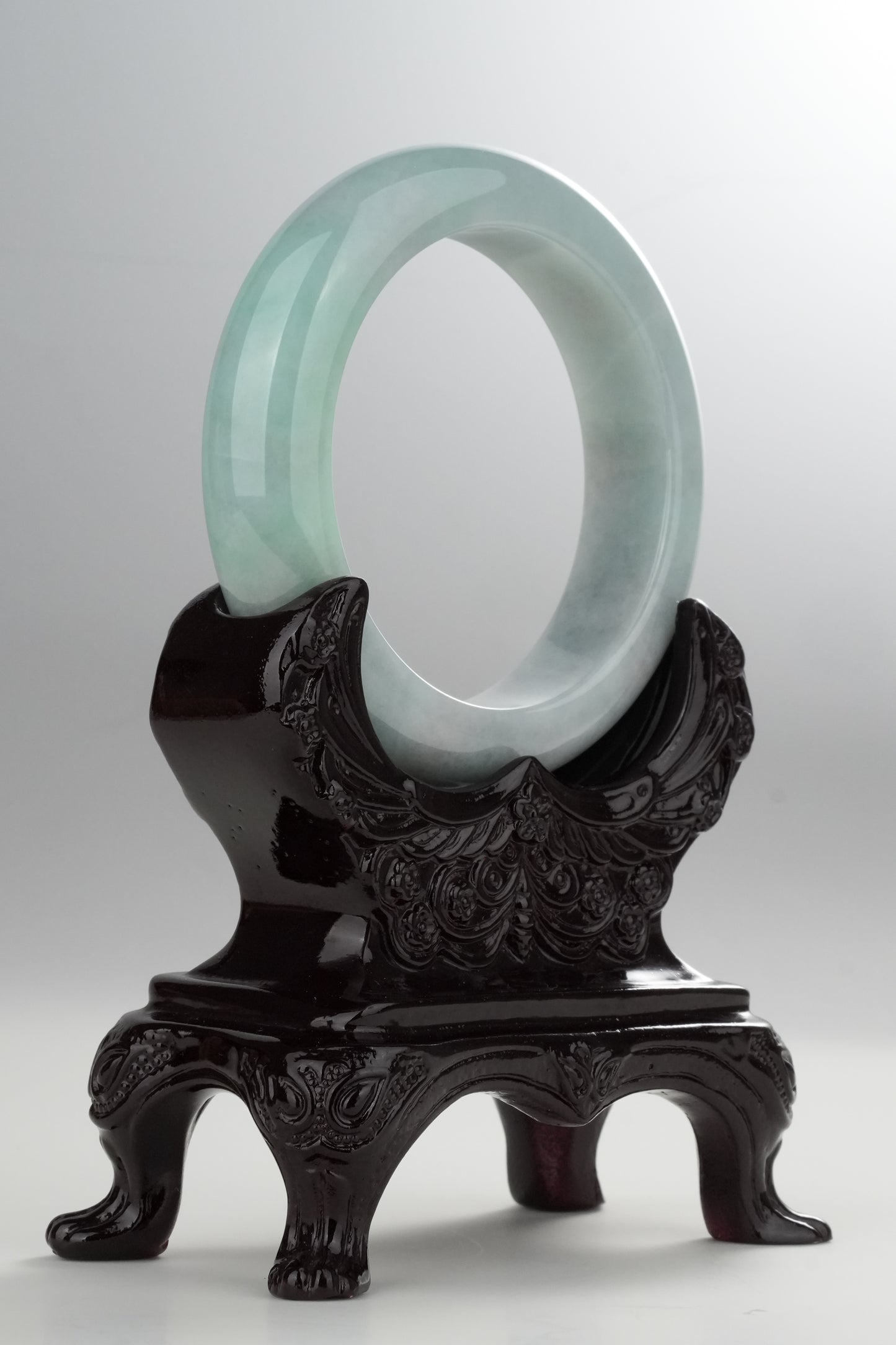 #0327 Lotus Green Jade Bangle Size 54