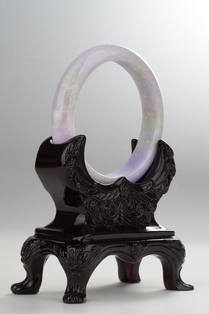 #0325 Vivid Spring Lavender Green with White Spot Jade Bangle Size 56.3