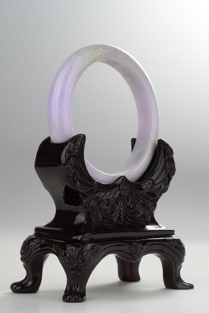 #0325 Vivid Spring Lavender Green with White Spot Jade Bangle Size 56.3