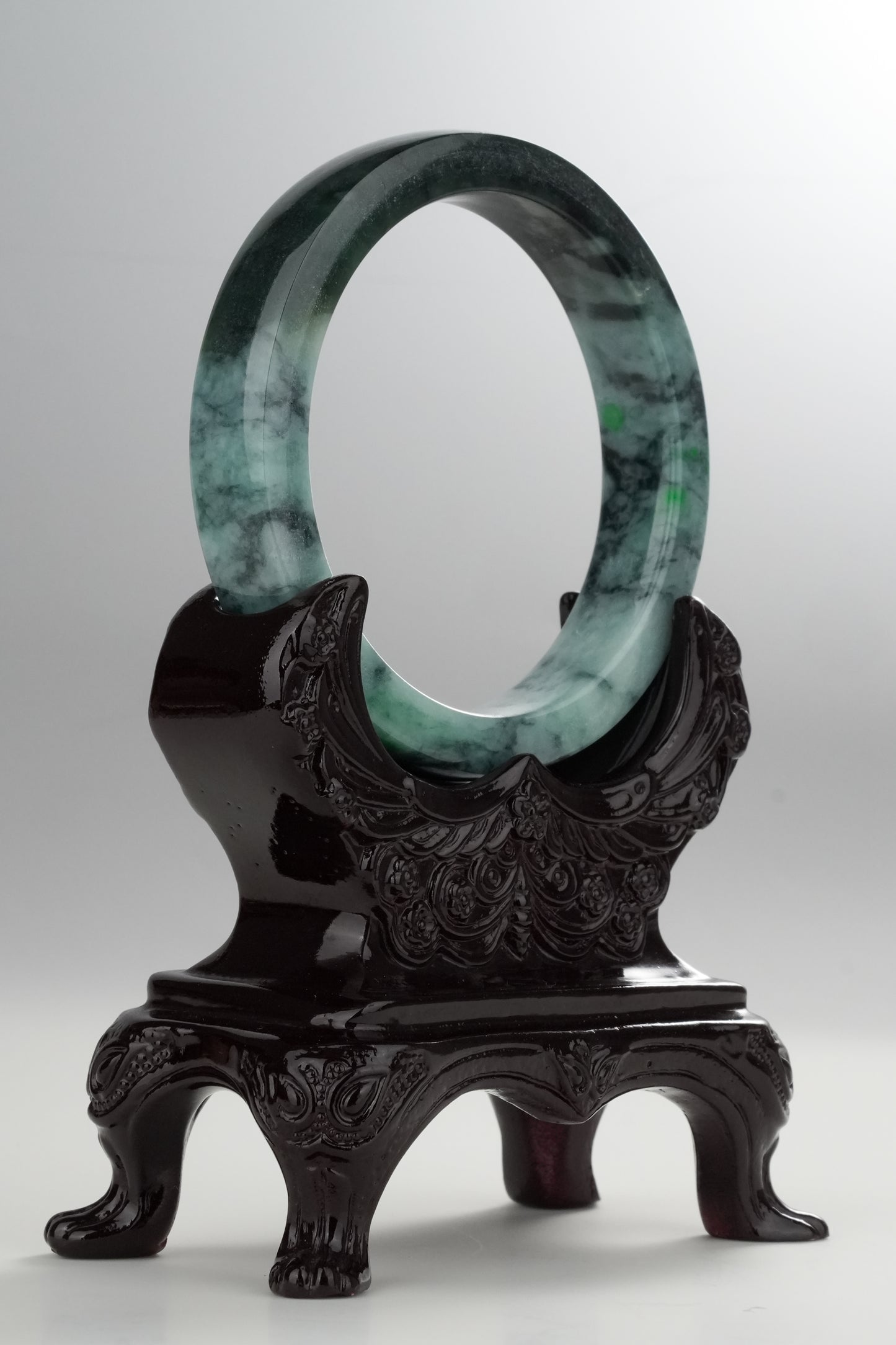 #0320 Square Cut Dark Green Jade Bangle Size 58