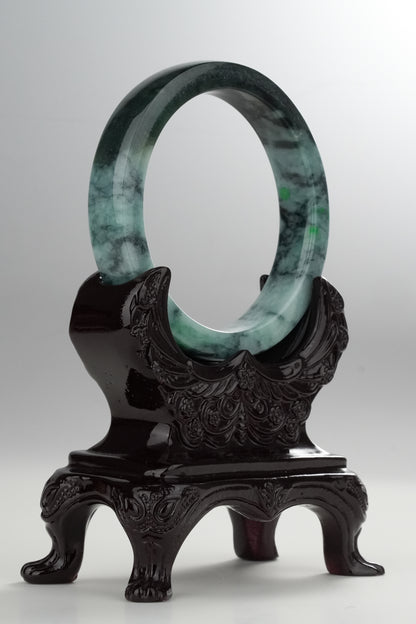 #0320 Square Cut Dark Green Jade Bangle Size 58