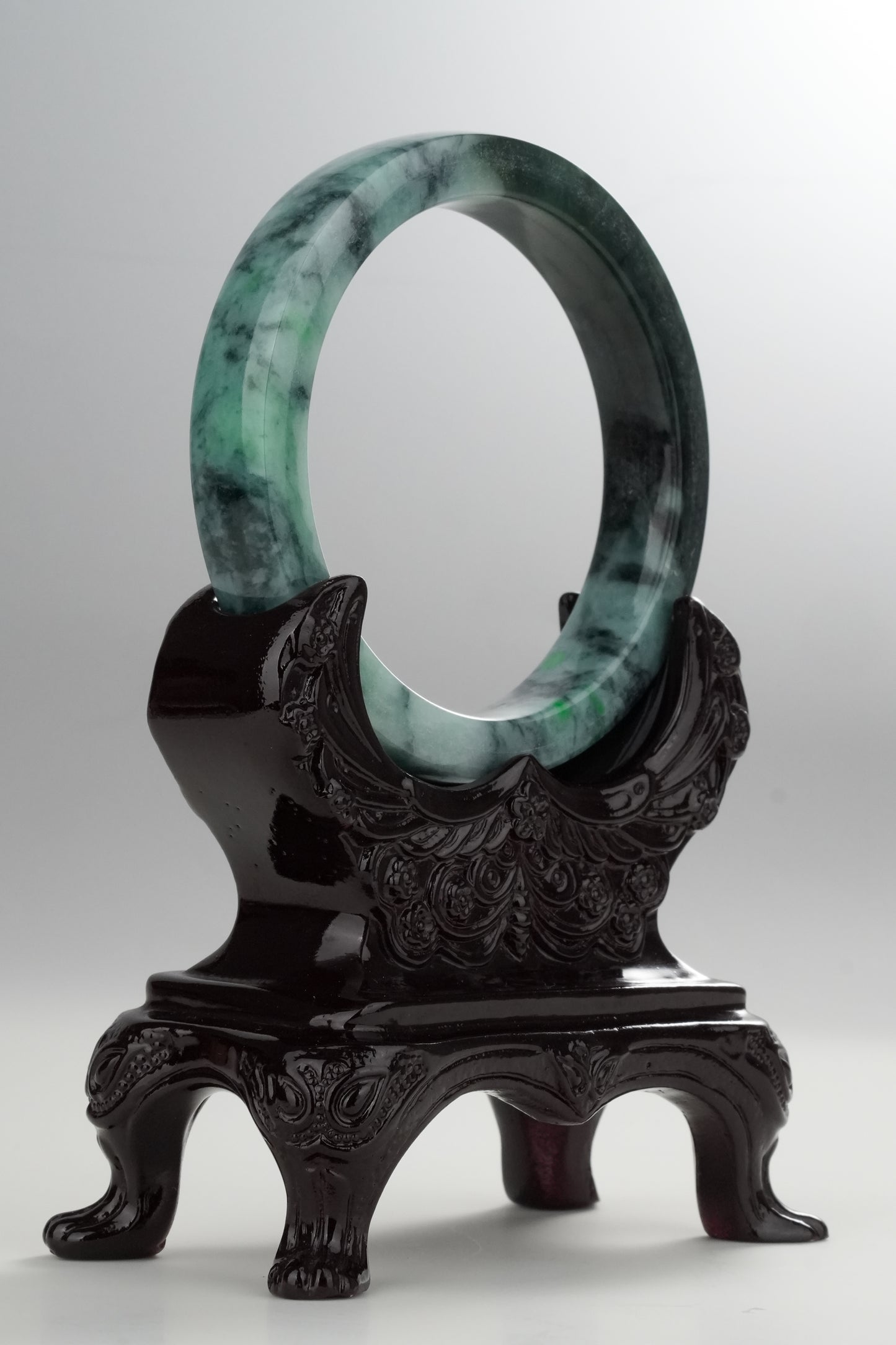 #0320 Square Cut Dark Green Jade Bangle Size 58