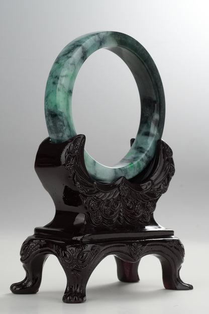 #0320 Square Cut Dark Green Jade Bangle Size 58