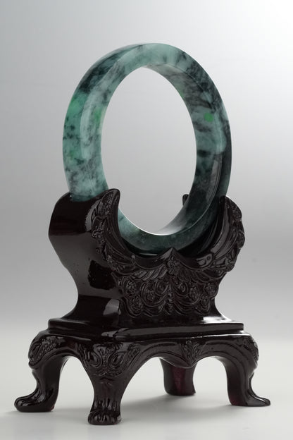 #0320 Square Cut Dark Green Jade Bangle Size 58