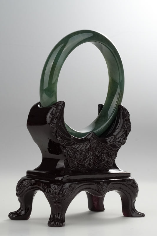 #0318 Rich Olive Green Jade Bangle Size 58