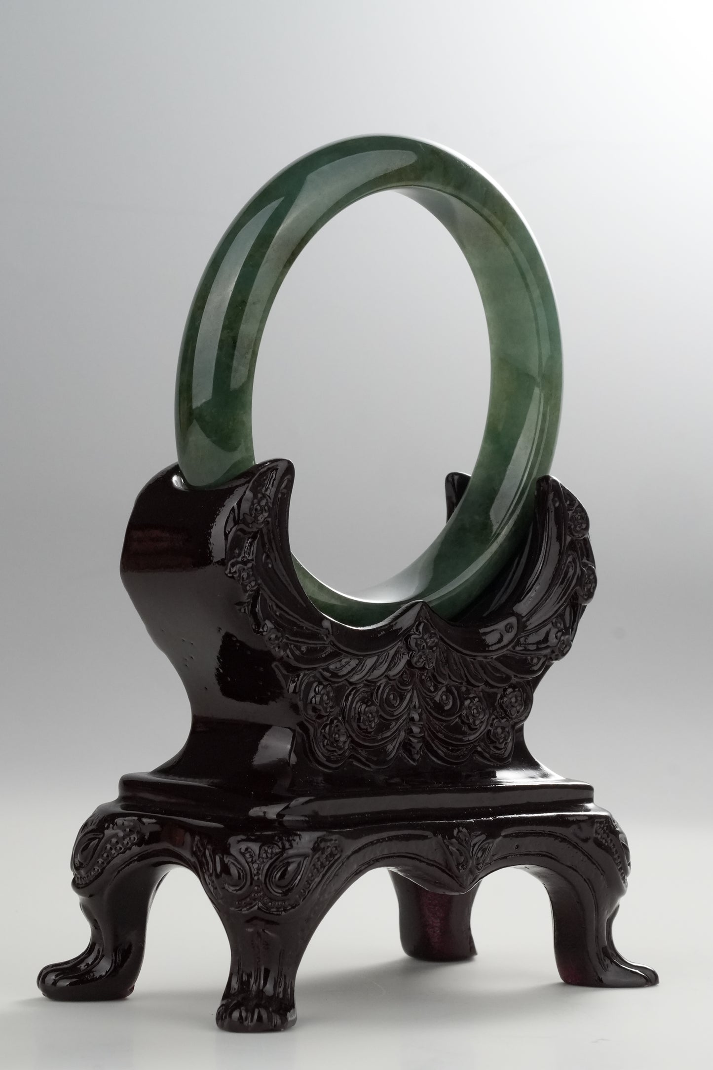 #0318 Rich Olive Green Jade Bangle Size 58