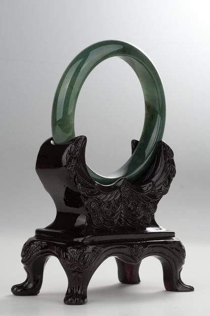#0318 Rich Olive Green Jade Bangle Size 58