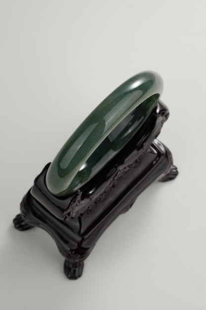 #0318 Rich Olive Green Jade Bangle Size 58