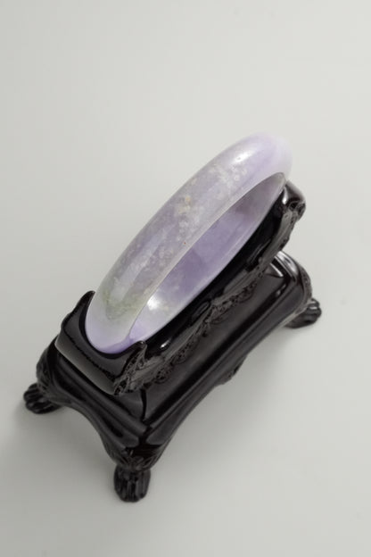#0325 Vivid Spring Lavender Green with White Spot Jade Bangle Size 56.3