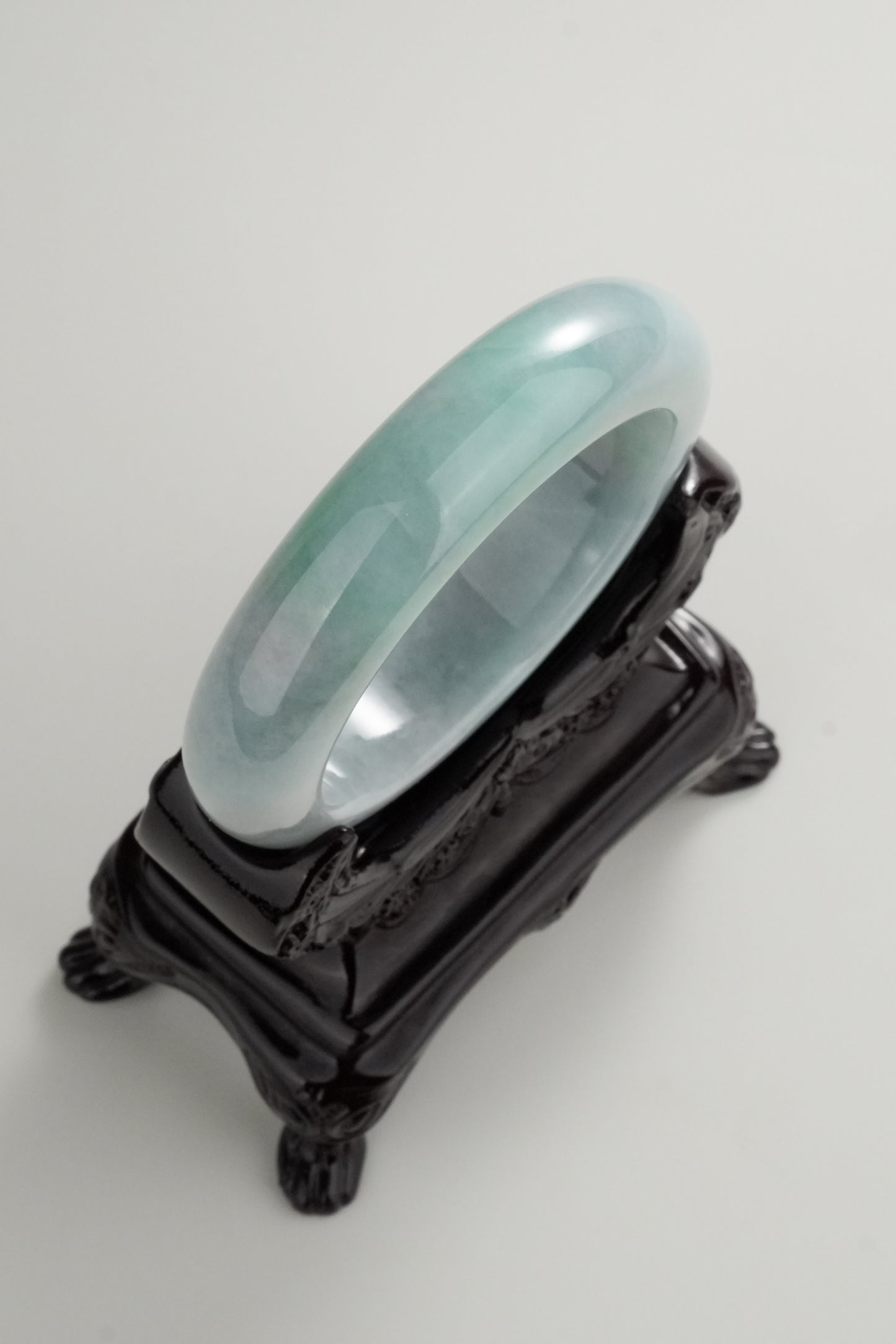 #0327 Lotus Green Jade Bangle Size 54