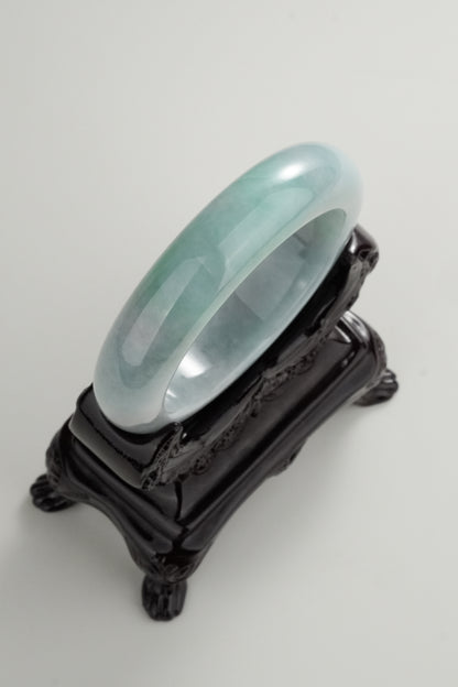 #0327 Lotus Green Jade Bangle Size 54