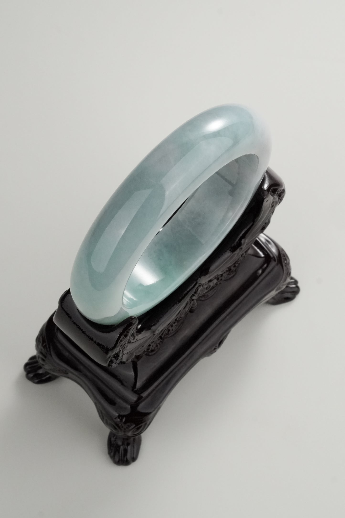 #0327 Lotus Green Jade Bangle Size 54