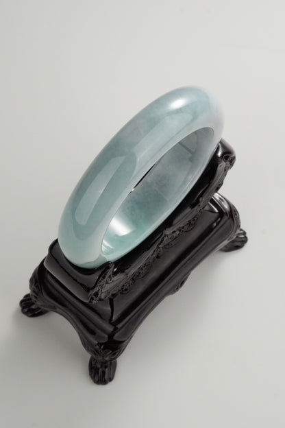 #0327 Lotus Green Jade Bangle Size 54
