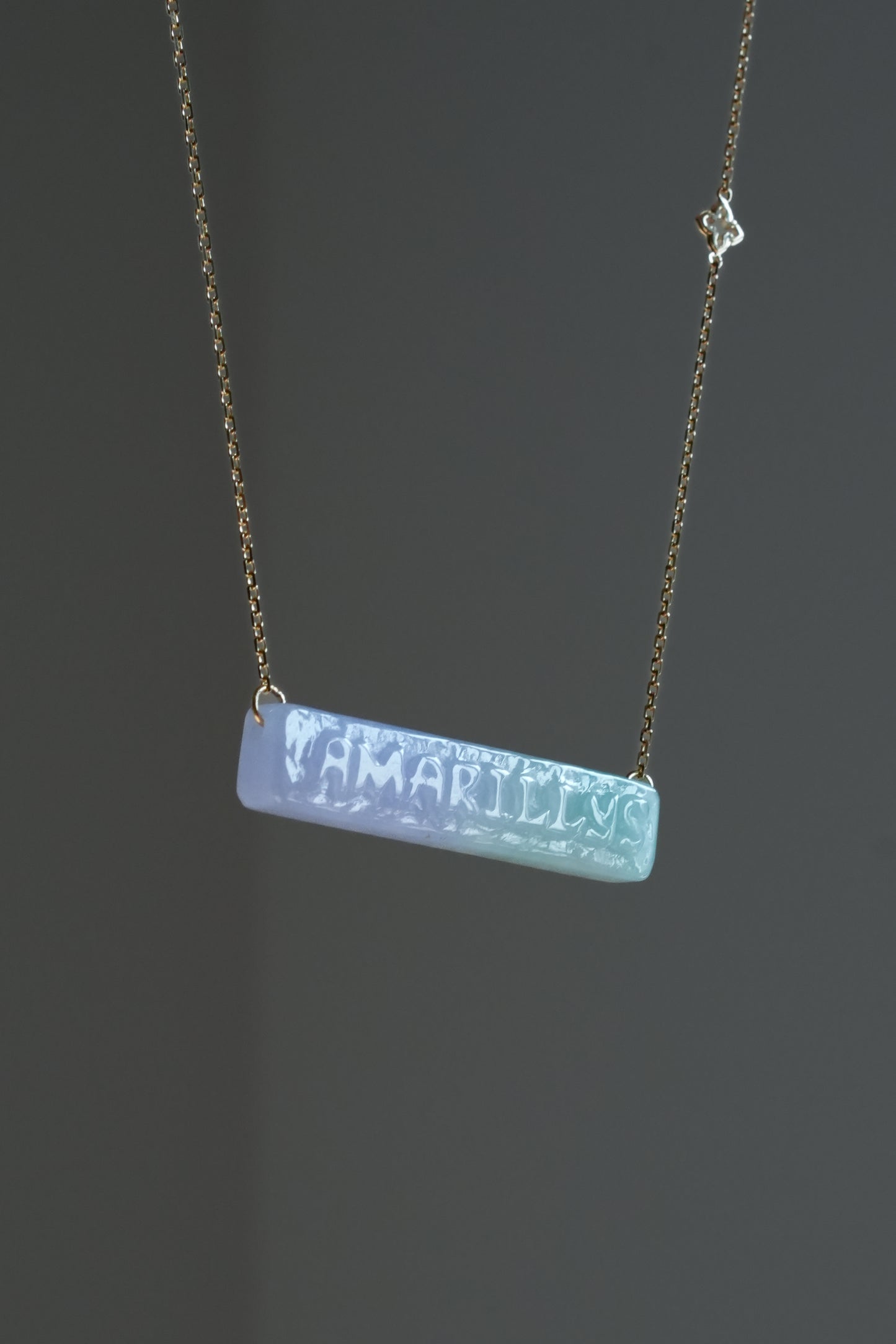 Custom Jade Nameplate Solid 18K Gold Necklace