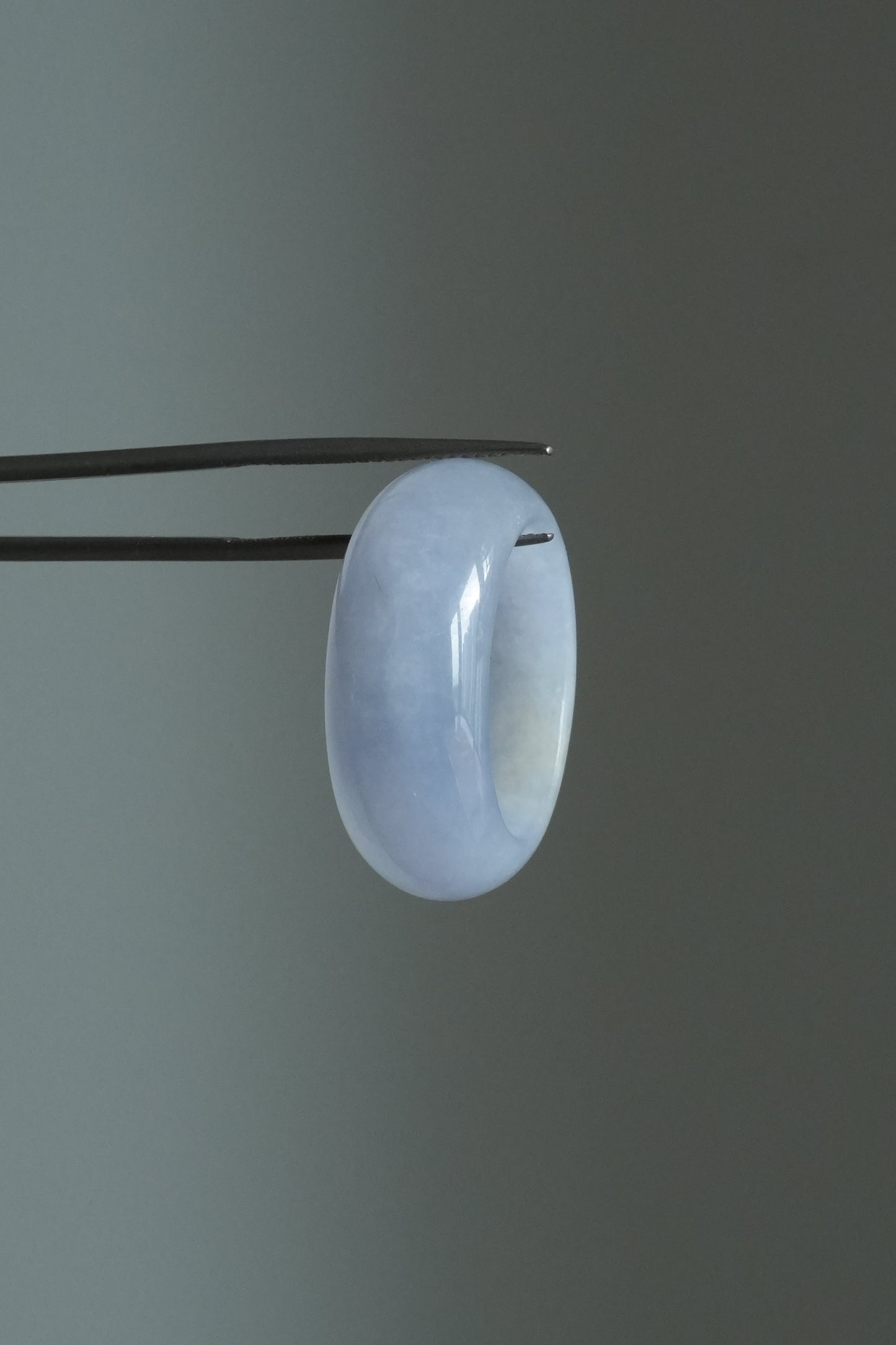 #R0607 Icy Lavender Yellow Flower Jadeite Jade Wide Band Ring Size 8