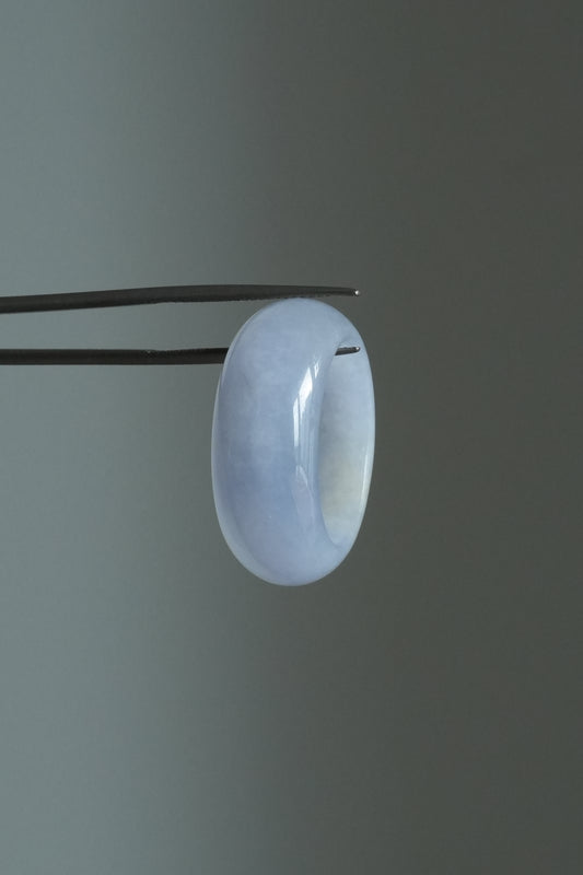 #R0607 Icy Lavender Yellow Flower Jadeite Jade Wide Band Ring Size 8