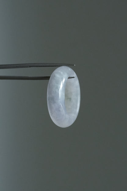 #R0608 Icy Light Lavender Green Flower Jadeite Jade Band Ring Size 8