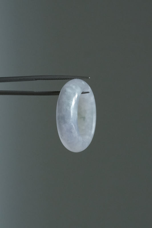 #R0608 Icy Light Lavender Green Flower Jadeite Jade Band Ring Size 8