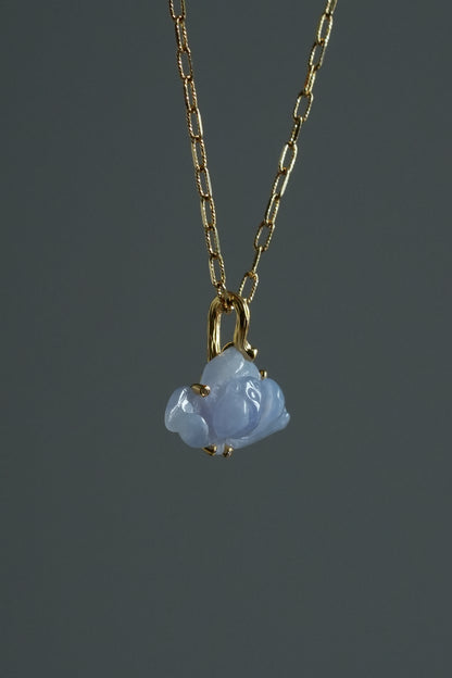 #0471 "Lotus" Icy Lavender Jadeite Jade 18K Yellow Gold Pendant