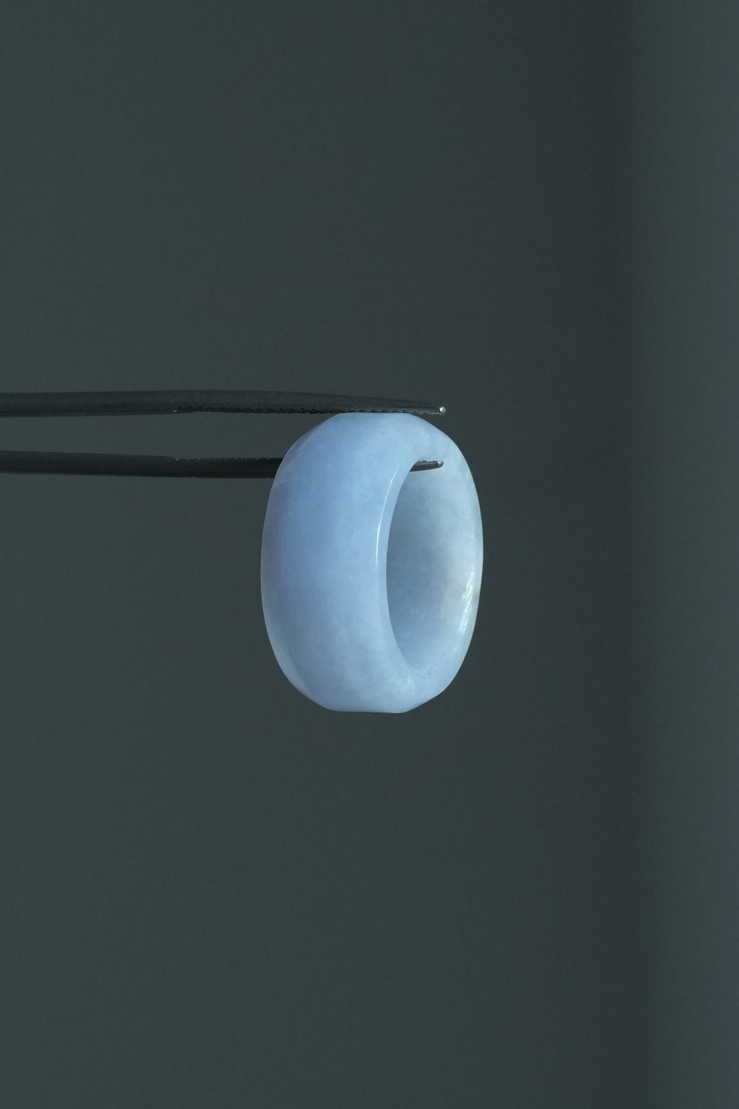 #R0610 Icy Lavender Jadeite Jade Wide Band Ring Size 4.75