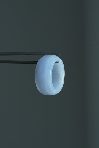 #R0610 Icy Lavender Jadeite Jade Wide Band Ring Size 4.75