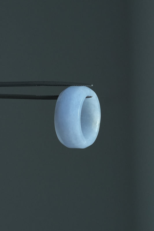 #R0610 Icy Lavender Jadeite Jade Wide Band Ring Size 4.75