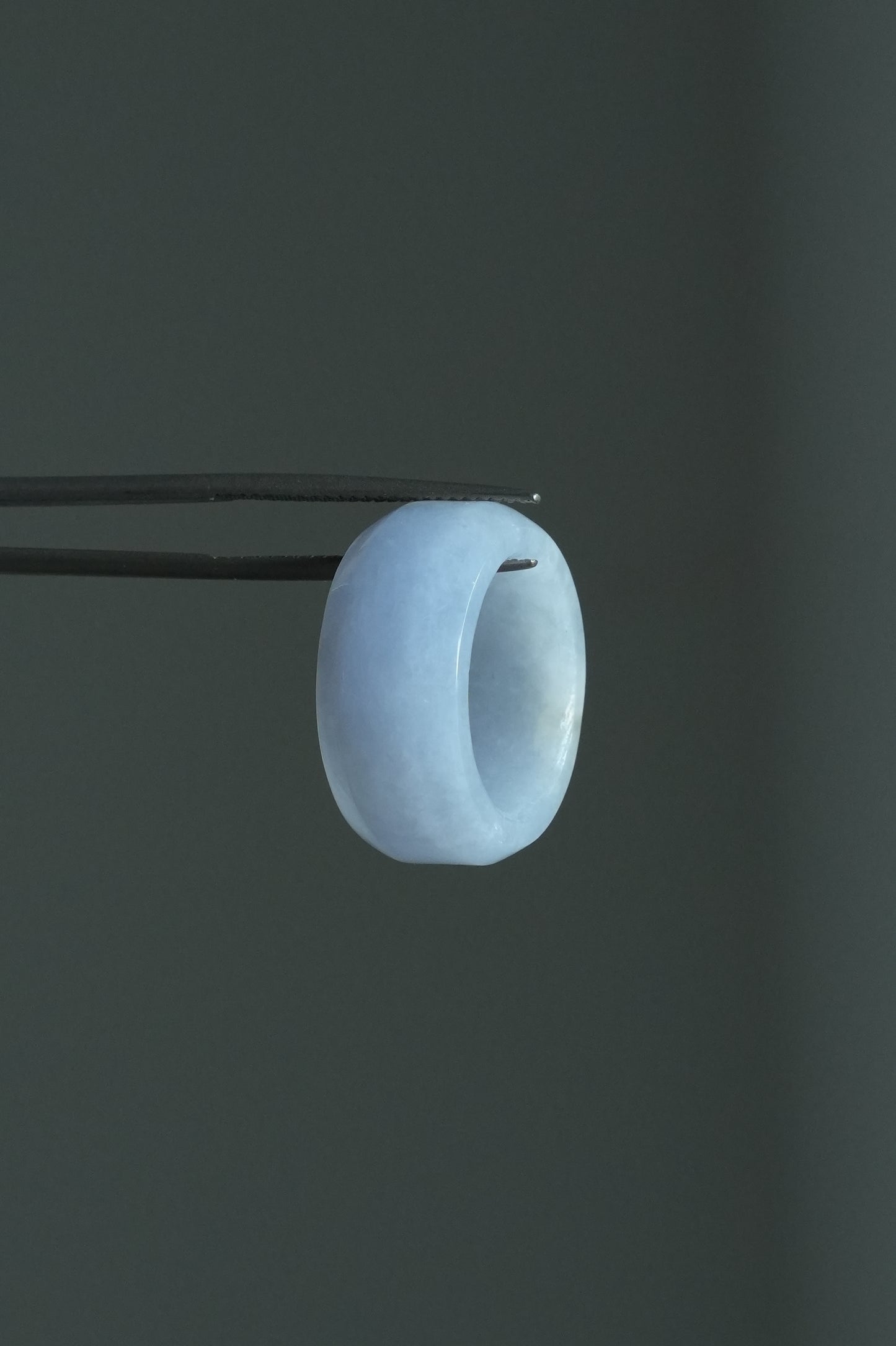 #R0610 Icy Lavender Jadeite Jade Wide Band Ring Size 4.75