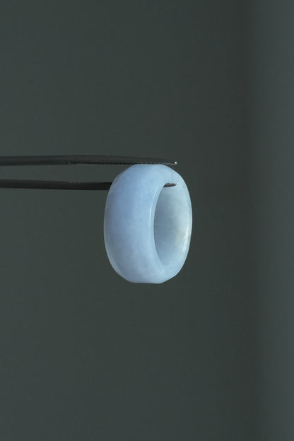 #R0610 Icy Lavender Jadeite Jade Wide Band Ring Size 4.75