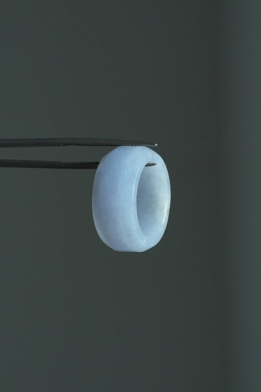 #R0610 Icy Lavender Jadeite Jade Wide Band Ring Size 4.75