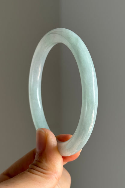#0385 Icy Light Green Jade Bangle Size 55.6 (fits up to 57.6)
