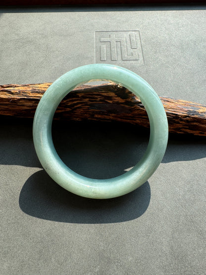 #0453 Icy Bluish Green Jade Bangle Size 55.7