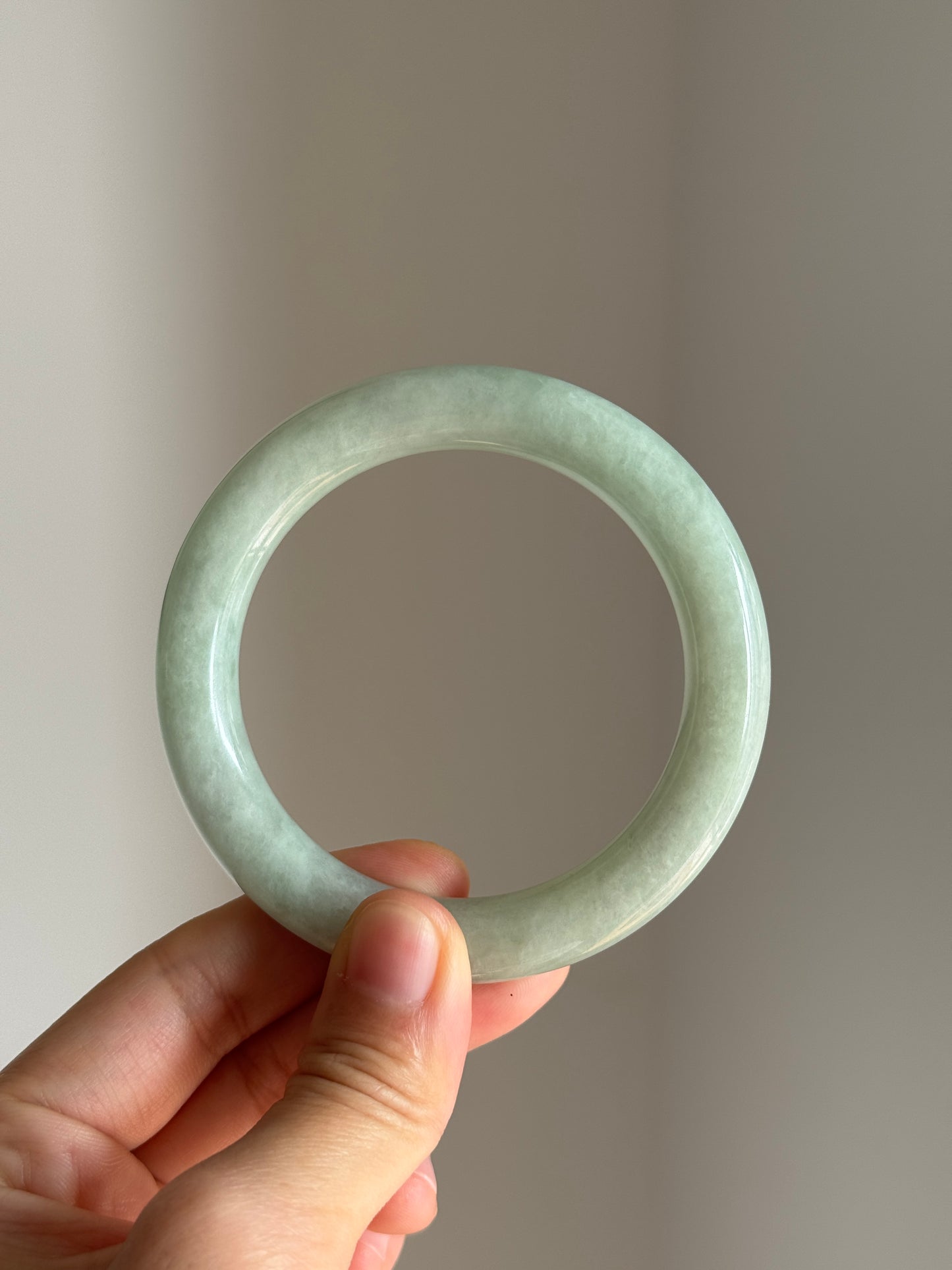 #0422 Icy Lotus Green Jade Bangle Size 56.3 (fits up to 57.3)