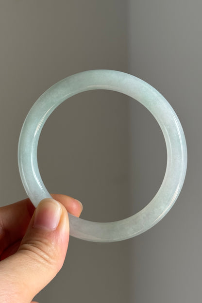 #0385 Icy Light Green Jade Bangle Size 55.6 (fits up to 57.6)