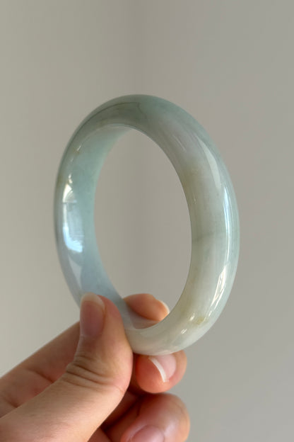 #0450 Icy Lotus Green Jade Bangle Size 58.3