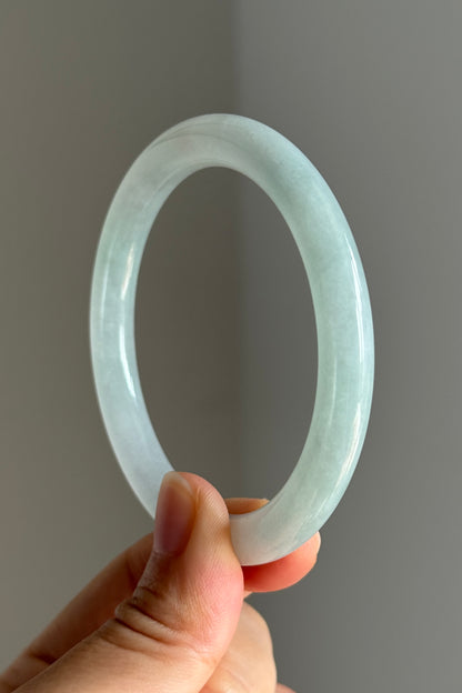 #0385 Icy Light Green Jade Bangle Size 55.6 (fits up to 57.6)