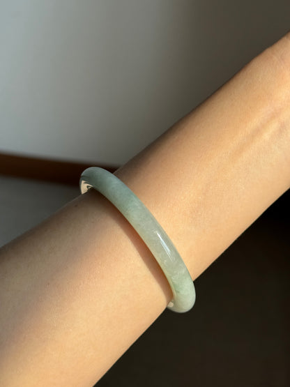 #0401 Icy Lotus Green Jade Bangle Size 53.4 (fits up to 55.4)