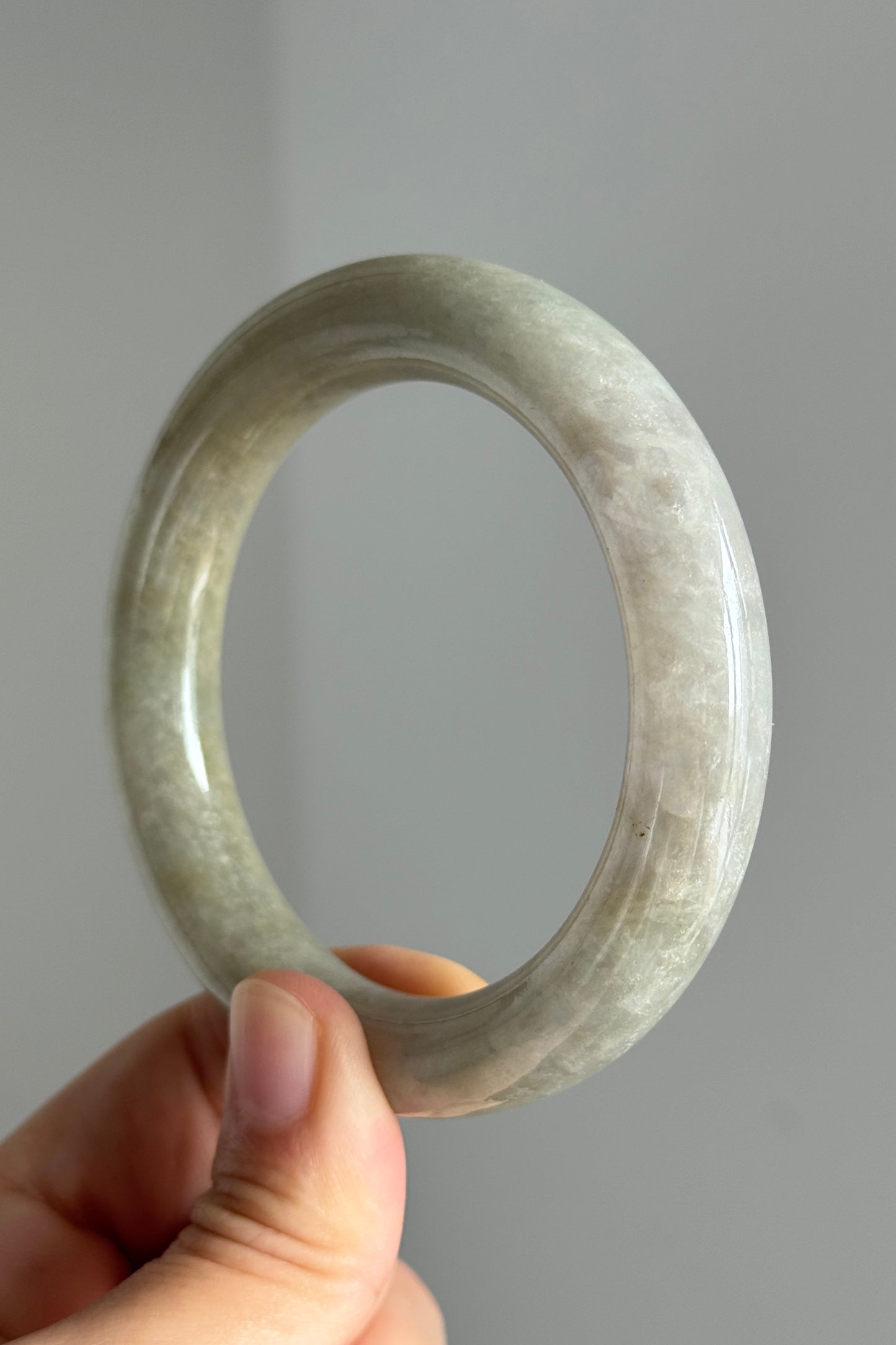 #0364 Yellowish Green Jade Bangle Size 56.2 (fits up to 57.2)