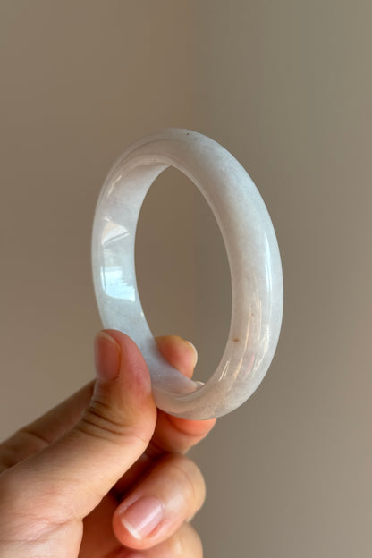 #0428 White Light Lavender Jade Bangle Size 55.7