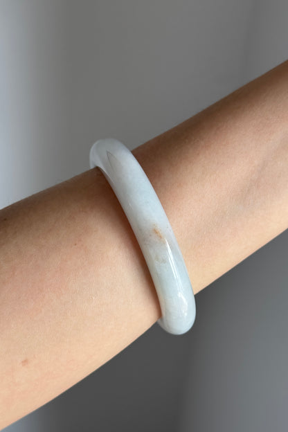 #0392 Icy Blue White Golden Flecks Jade Bangle Size 59.5